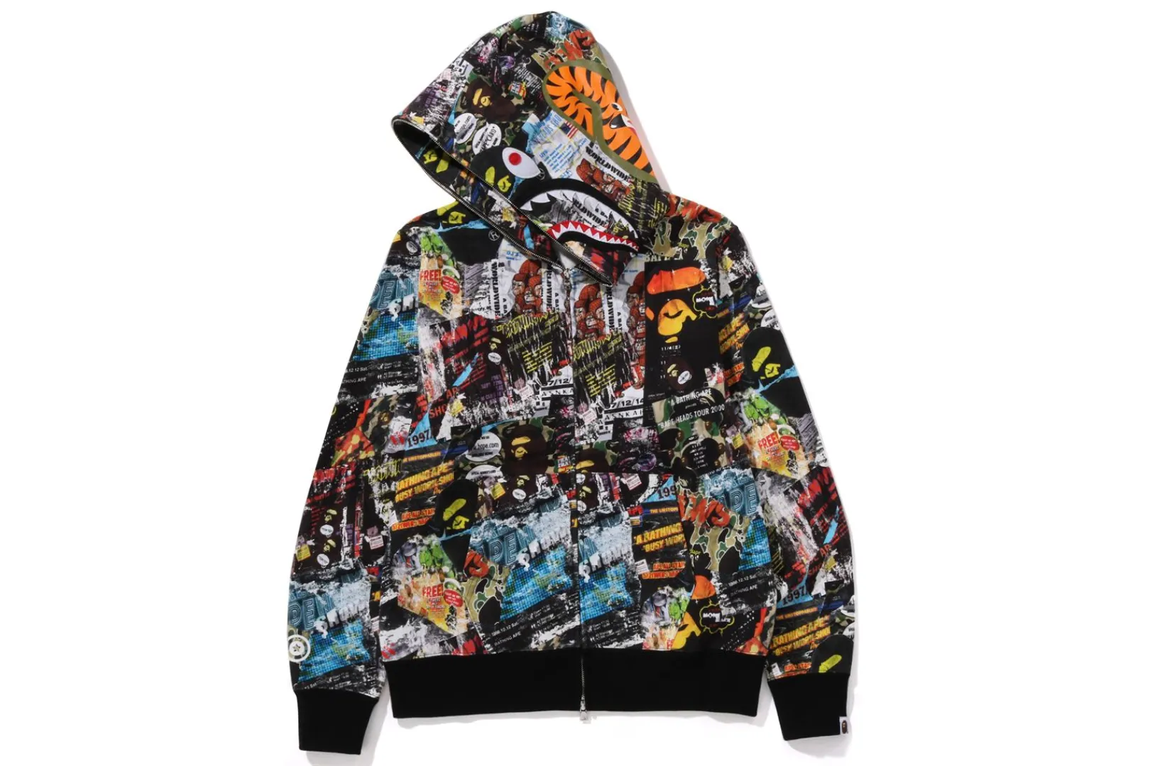 0ZX BAPE FLYER PATTERN SHARK FULL ZIP HOODIE MENS MULTI Sale