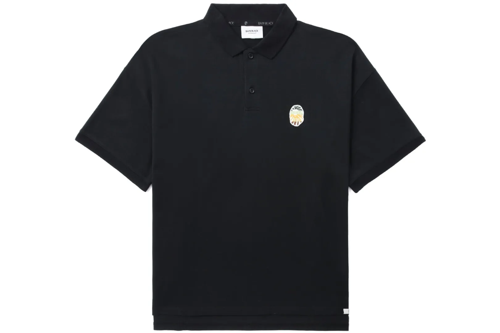 BBK BAPE SCHWARZES POLOSHIRT MIT REGENBOGENMUSTER Best Sale