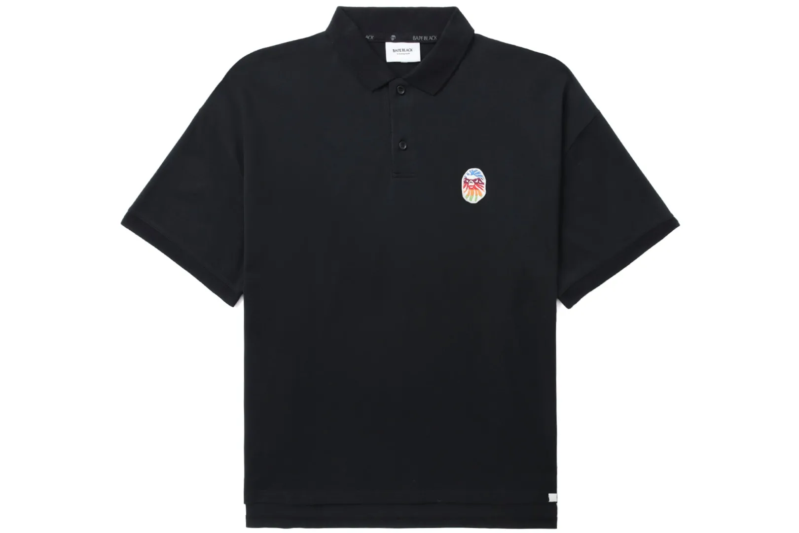 bape_schwarzes_poloshirt_mit_regenbogenmuster_3.webp BBK BAPE SCHWARZES POLOSHIRT MIT REGENBOGENMUSTER Best Sale