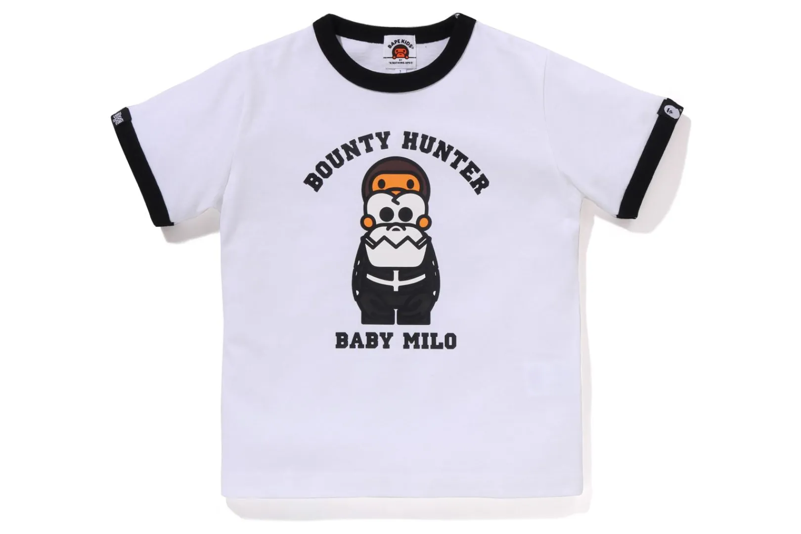 0ZX BAPE X BOUNTY HUNTER - BABY MILO RINGER TEE KIDS New