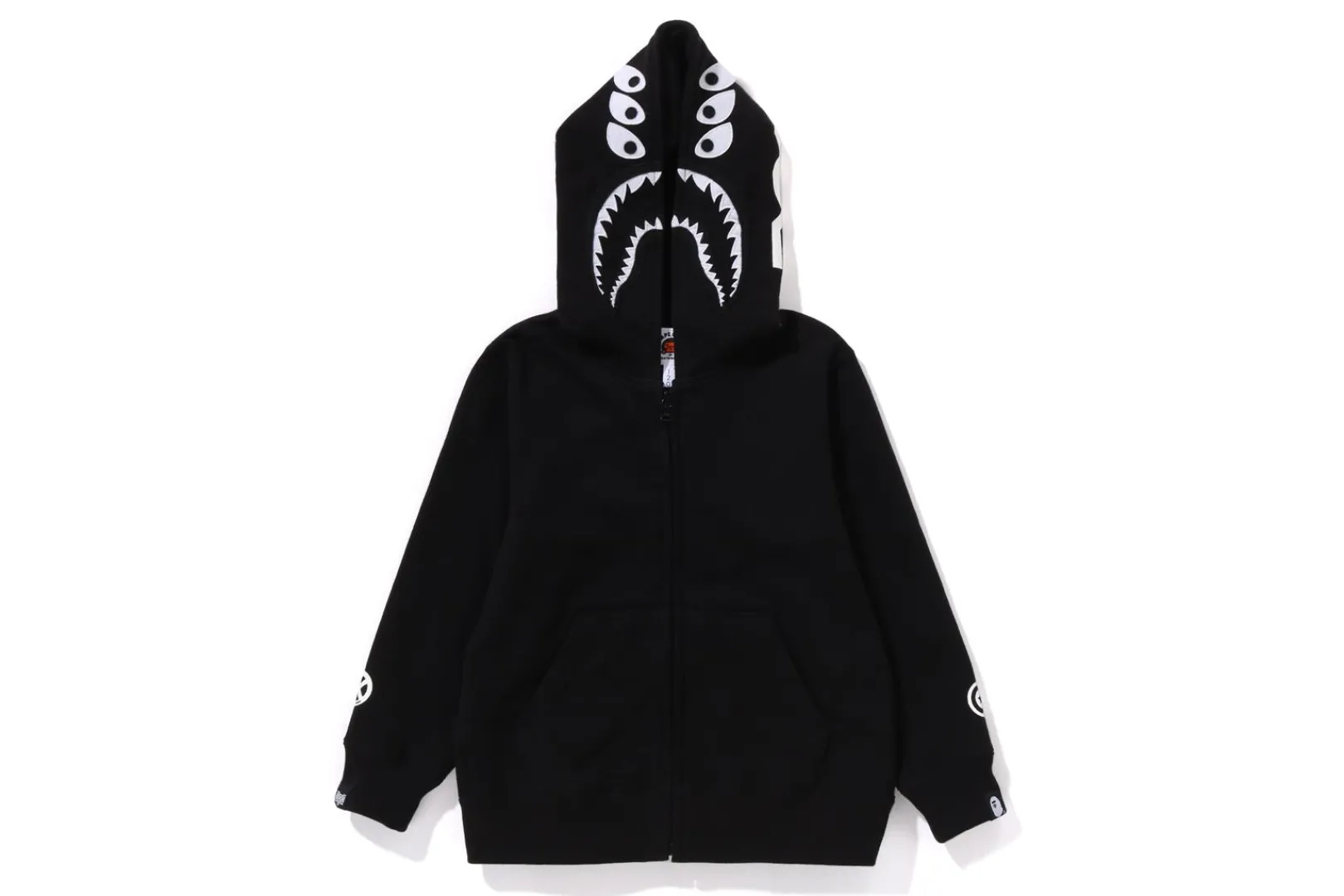 0ZX BAPE X BOUNTY HUNTER - MAD SHARK FULL ZIP HOODIE KIDS BLACK Best Sale