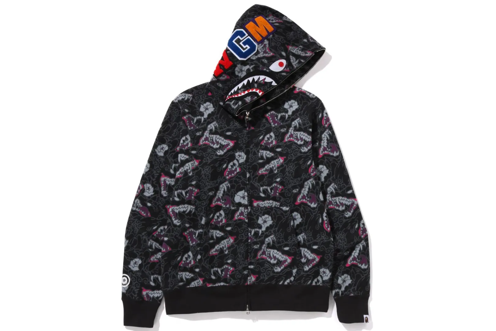 0ZX JAPANESE TATTOO CAMO SHARK FULL ZIP HOODIE MENS Cheap