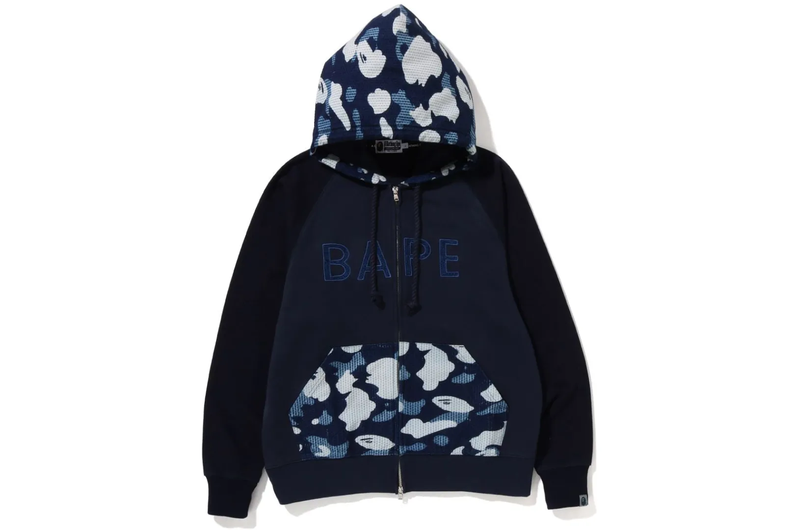 0ZX SASHIKO CAMO LOCKER PASSFORM REISSVERSCHLUSS-KAPUZENPULLOVER MARINE Discount