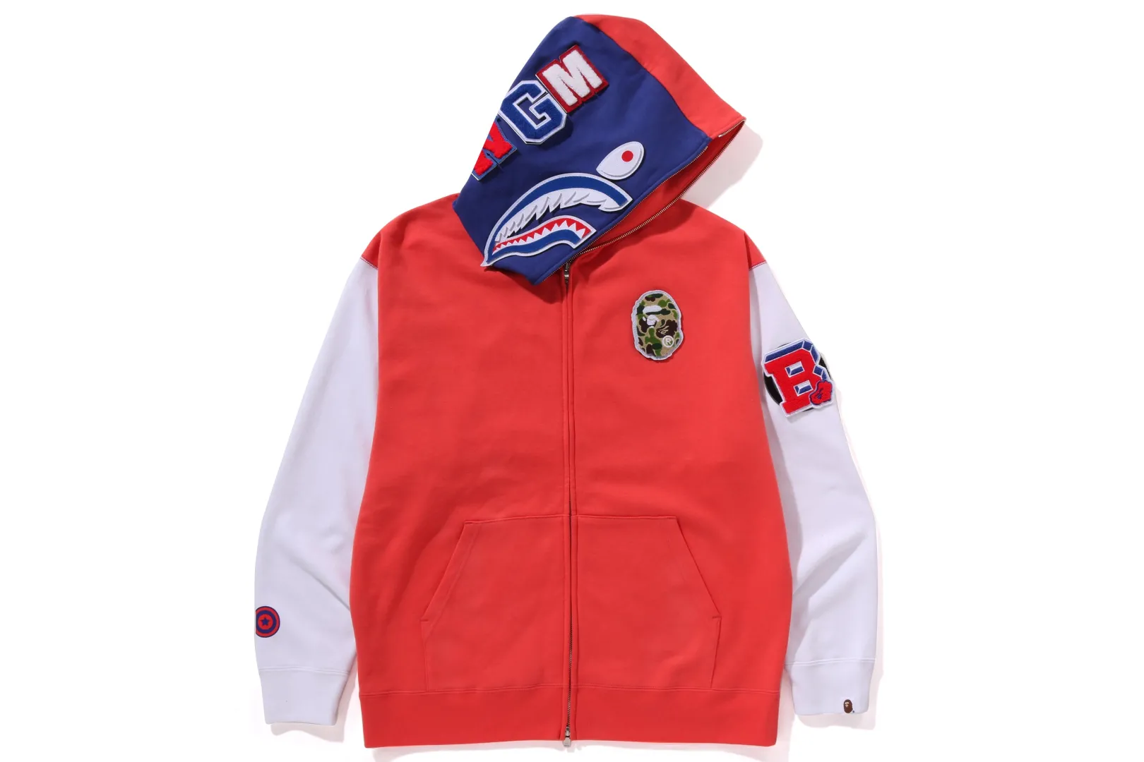 0ZX SHARK FULL ZIP HOODIE JAPAN MENS RED New