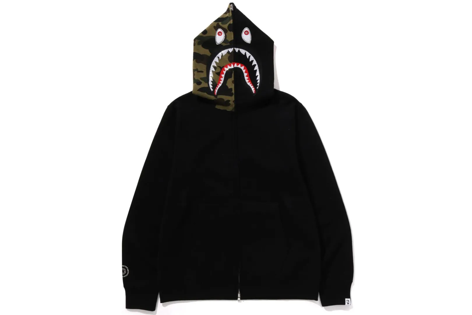 0ZX 1ST CAMO SHARK FULL ZIP HOODIE MENS BLACK Cheap